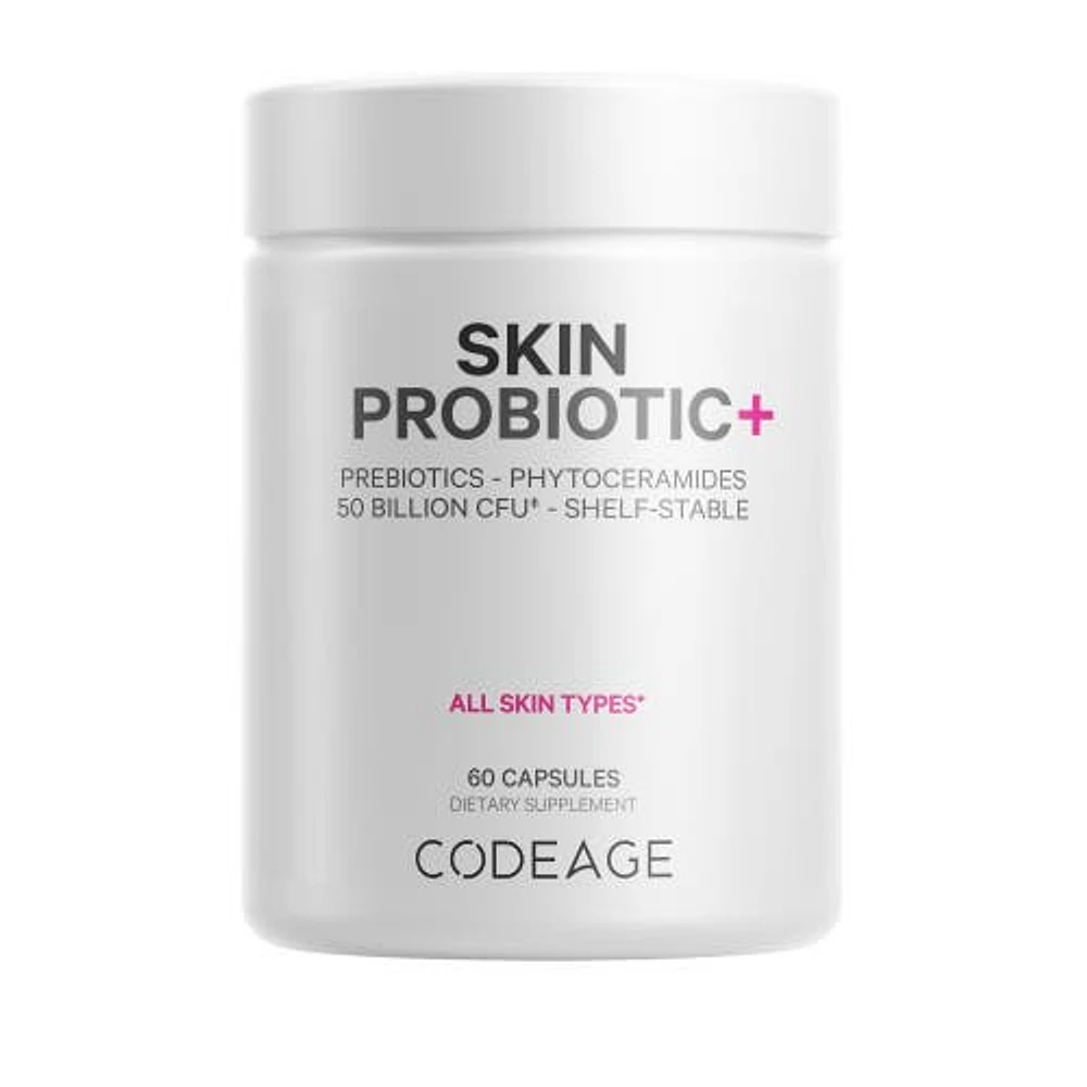 Codeage Skin Probiotics 50 Billion CFU, Prebiotics, Ayurvedic Botanical Herbs, Phytoceramides, 60 ct in White at Nordstrom