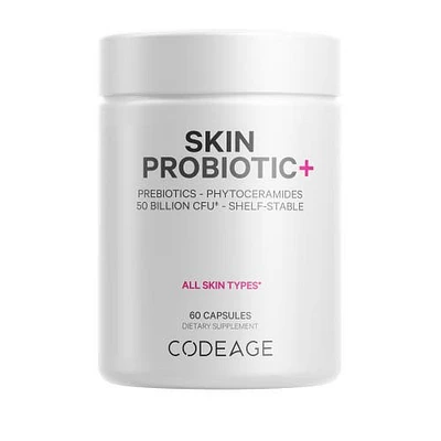 Codeage Skin Probiotics 50 Billion CFU, Prebiotics, Ayurvedic Botanical Herbs, Phytoceramides, 60 ct in White at Nordstrom