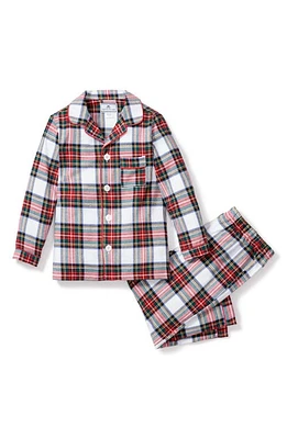 Petite Plume Kids' Balmoral Tartan Plaid Two-Piece Cotton Blend Pajamas White at Nordstrom,