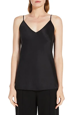 Max Mara Leisure Lucca V-Neck Stretch Silk Camisole Black at Nordstrom,