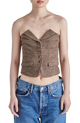 Steve Madden Adare Strapless Herringbone Corset Top in Brown at Nordstrom, Size Small