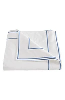 Matouk Ansonia Cotton Percale Duvet Cover in White/Ocean at Nordstrom