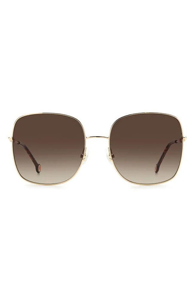 Carolina Herrera Square Sunglasses in Gold /Brown Gradient at Nordstrom