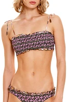 Agua Bendita Dalia Vitreo Smocked Bandeau Bikini Top Pink Multicolor at Nordstrom,