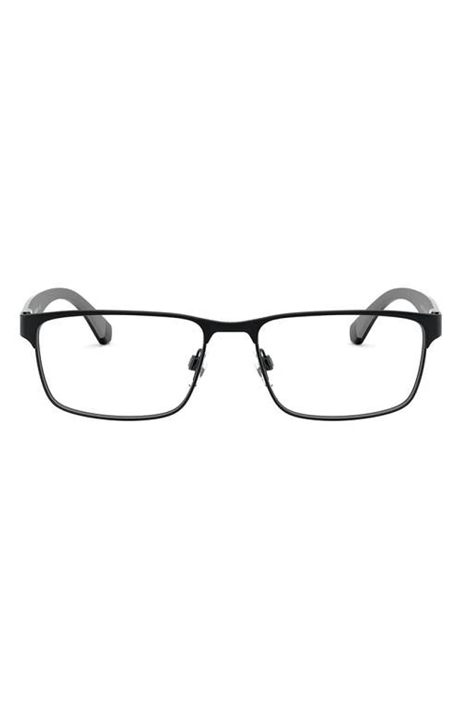 Emporio Armani 56mm Rectangular Optical Glasses in Matte Black at Nordstrom