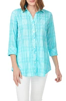 Foxcroft Faith Beach Plaid Button-Up Tunic Shirt at Nordstrom,