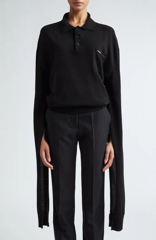 Coperni Knot Sleeve Cotton Polo Sweater at Nordstrom,