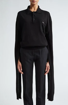 Coperni Knot Sleeve Cotton Polo Sweater at Nordstrom,