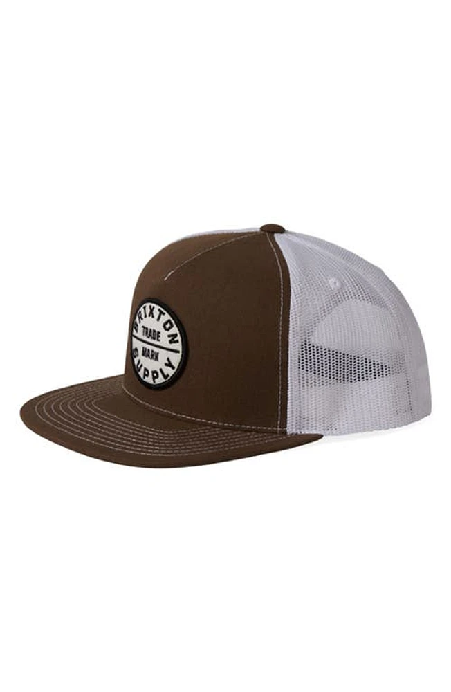 Brixton Oath MP Snapback Trucker Hat in Sepia/White at Nordstrom