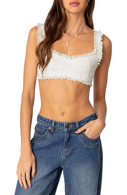 EDIKTED Fairytale Lace Crop Top White at Nordstrom,