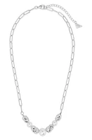 Sterling Forever Sylvie Cultured Pearl Paper Clip Chain Necklace in Silver at Nordstrom