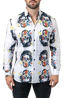 Maceoo Fibonacci Stretchskullpuppet Performance Button-Up Shirt White at Nordstrom,