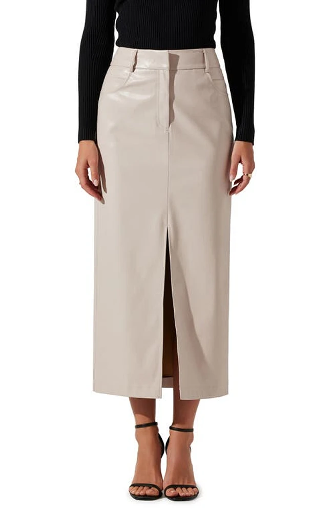 ASTR the Label Karolyna Faux Leather Midi Skirt Ecru at Nordstrom,