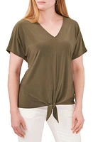 Chaus V-Neck Tie Front Top Olive at Nordstrom,