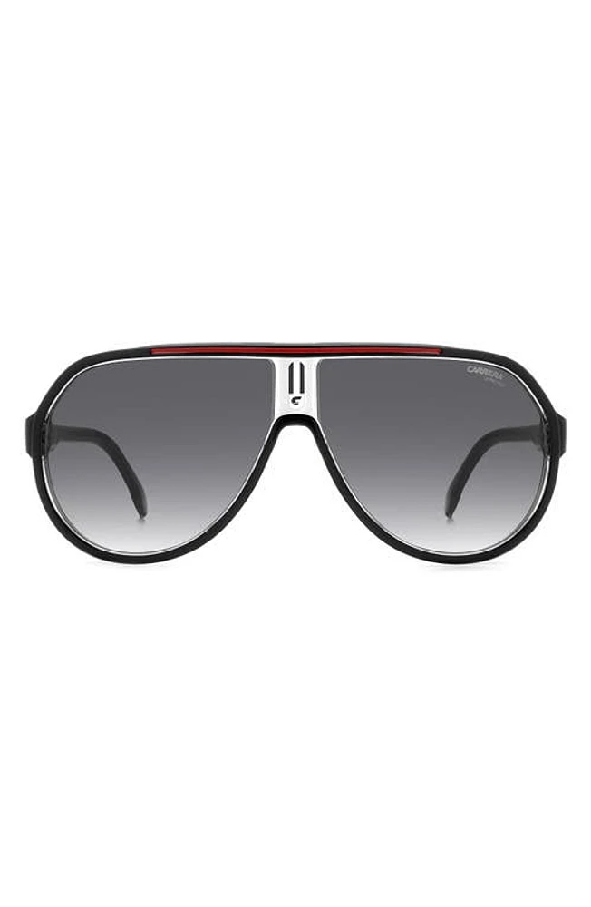 Carrera Eyewear 64mm Oversize Gradient Aviator Sunglasses in Black Red/Grey Shaded at Nordstrom