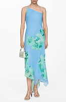 MANGO Philo Asymmetric Slipdress Blue at Nordstrom,