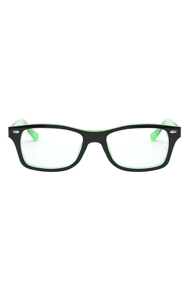 Ray-Ban Kids' 48mm Rectangular Optical Glasses in Transparent Green at Nordstrom