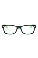 Ray-Ban Kids' 48mm Rectangular Optical Glasses in Transparent Green at Nordstrom