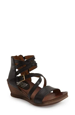 Miz Mooz Shay Strappy Wedge Sandal Black at Nordstrom,