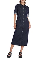 Wash Lab Denim Midi Shirtdress Dark Indigo at Nordstrom,