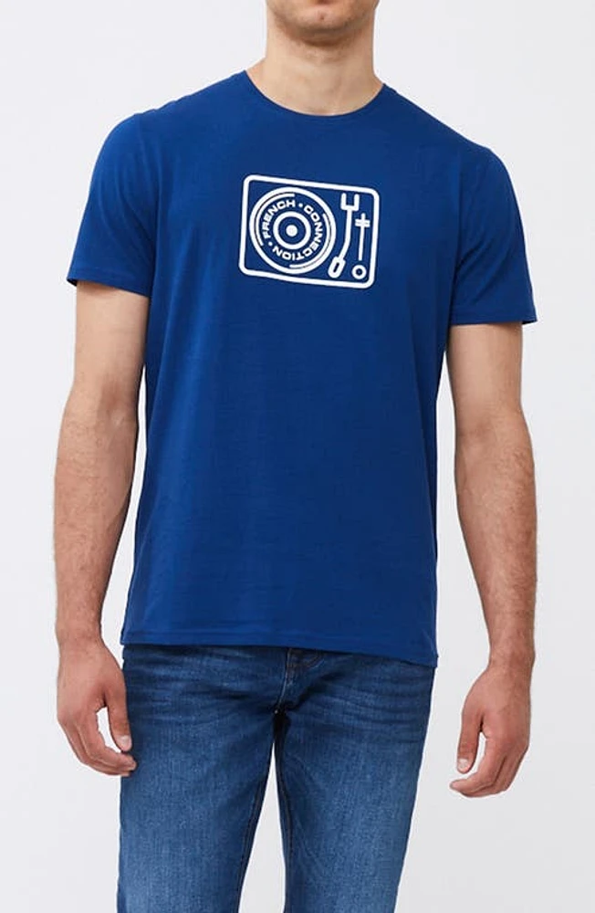 French Connection Turntable Organic Cotton Graphic T-Shirt Navy at Nordstrom,