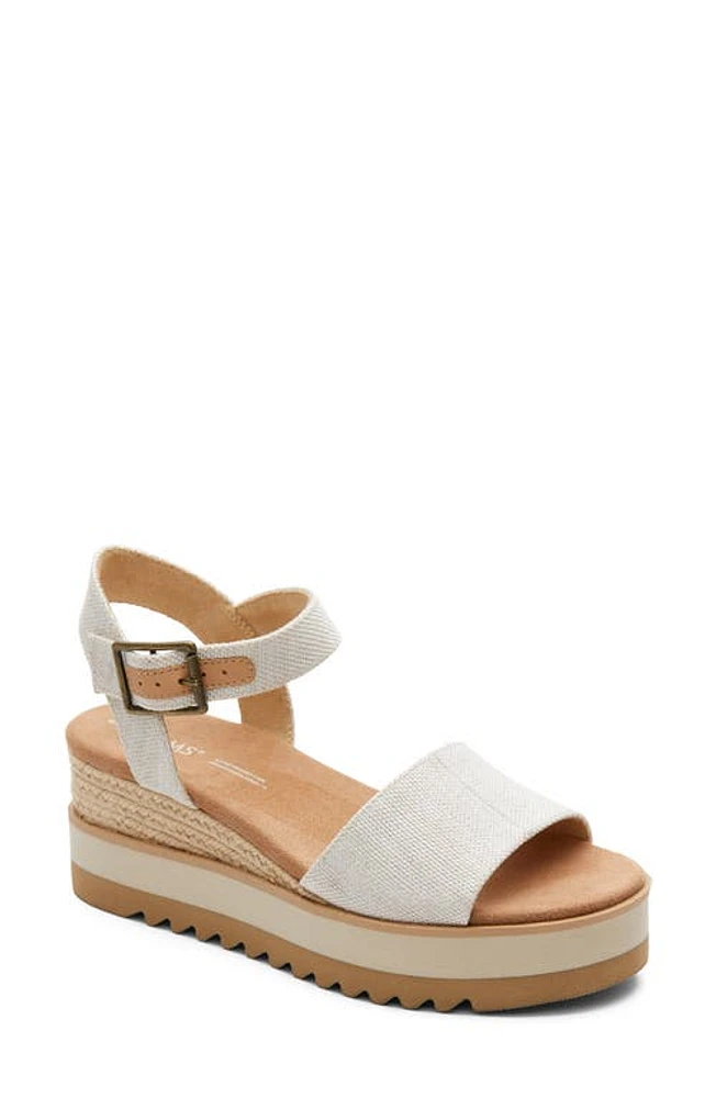 TOMS Diana Platform Wedge Sandal Natural Wide Width Yarn Dye at Nordstrom,