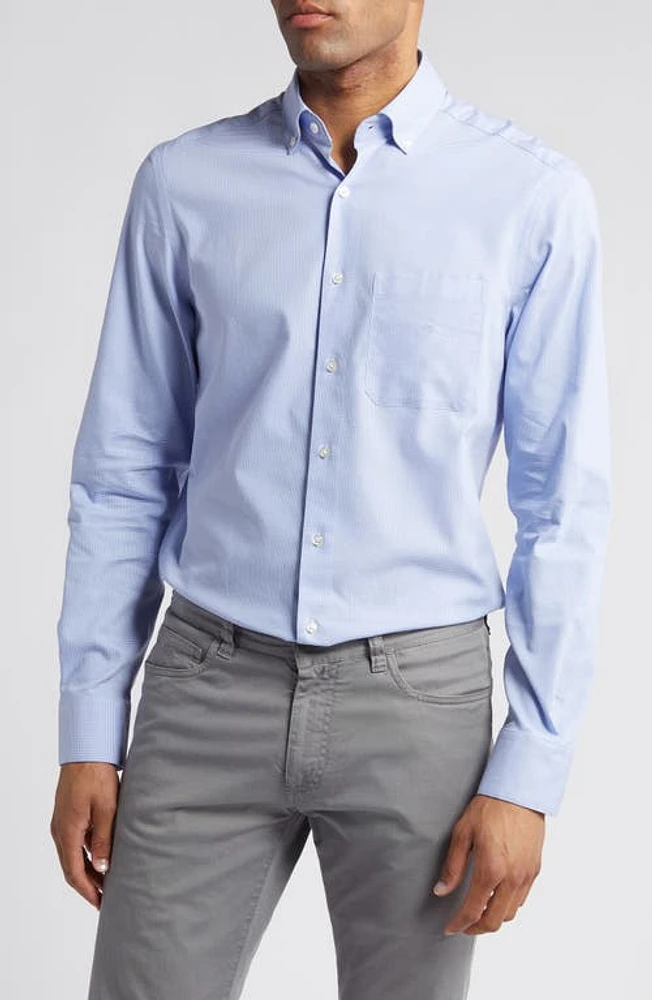 Scott Barber Dobby Check Stretch Button-Down Shirt Blue at Nordstrom,