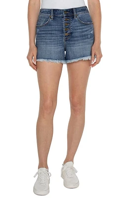 Liverpool Los Angeles Christine Exposed Button Fly High Waist Cutoff Denim Shorts Claymont at Nordstrom,