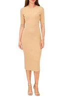 halogen(r) Rib Short Sleeve Sheath Sweater Dress Light Sand at Nordstrom,