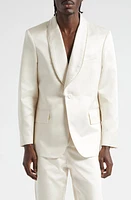 Bode Shawl Collar Silk Twill Tuxedo Jacket Ecru at Nordstrom,