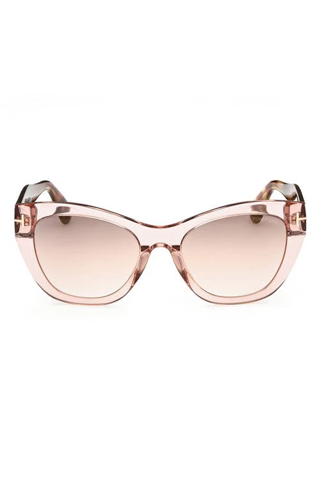 TOM FORD Cara 56mm Square Sunglasses in Shiny Pink /Brown Mirror at Nordstrom