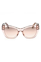 TOM FORD Cara 56mm Square Sunglasses in Shiny Pink /Brown Mirror at Nordstrom