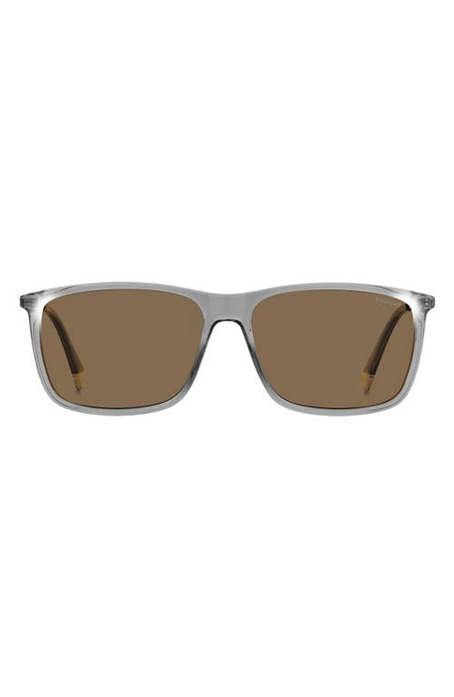 Polaroid 59mm Polarized Rectangular Sunglasses in Grey/Bronze Polarized at Nordstrom