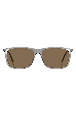 Polaroid 59mm Polarized Rectangular Sunglasses in Grey/Bronze Polarized at Nordstrom