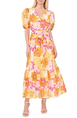 CeCe Floral Puff Sleeve Maxi Dress Radiant Yellow at Nordstrom,