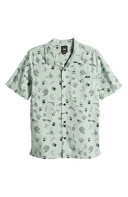 Vans Kids' Skeleton Camp Shirt Iceberg Green at