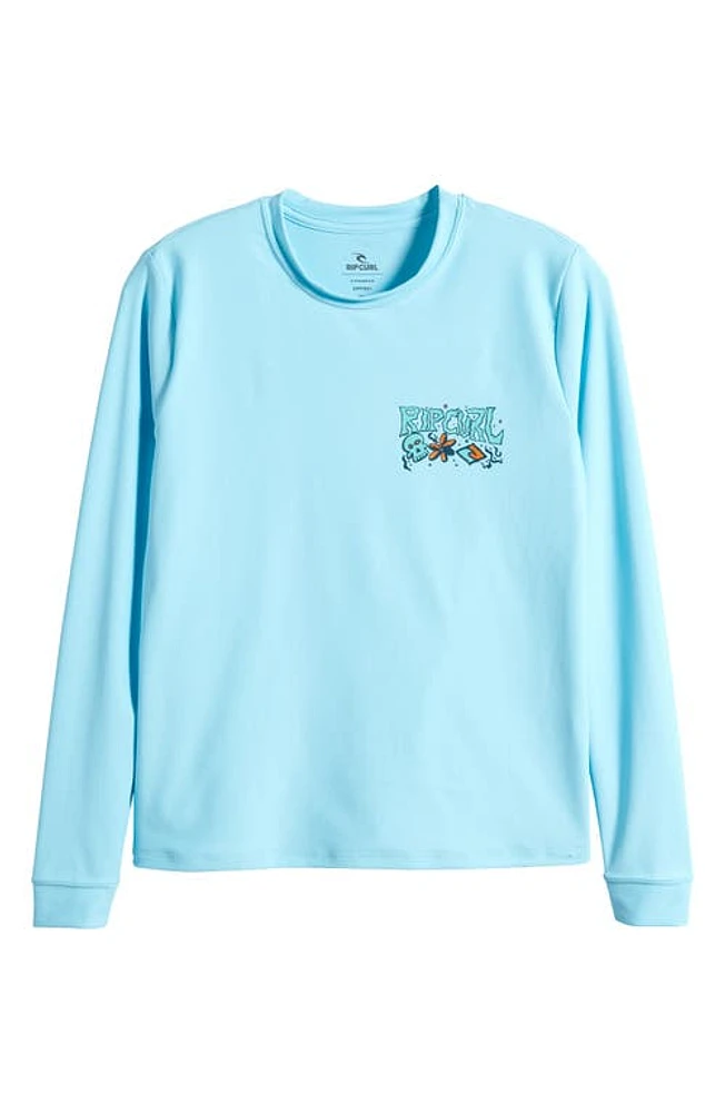 Rip Curl Kids' Pushin Daisies Long Sleeve Rashguard Sky Blue at Nordstrom,