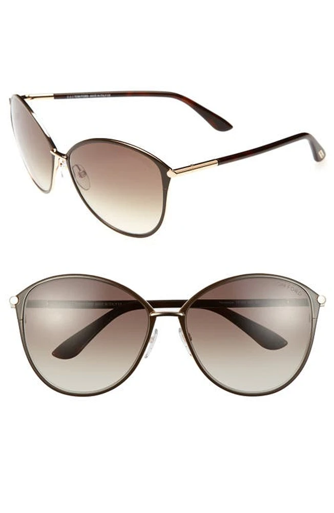 TOM FORD Penelope 59mm Gradient Cat Eye Sunglasses in Shiny Rose Gold/Dark Brown at Nordstrom