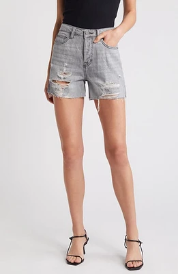 HIDDEN JEANS Distressed Raw Hem Side Slit Denim Shorts Grey at Nordstrom,