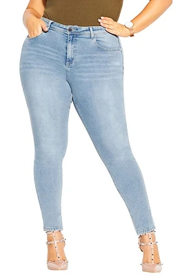 City Chic Harley Lover Skinny Jeans in Sky Blue at Nordstrom