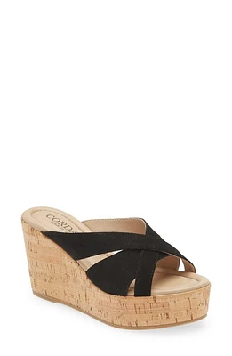 Cordani Devon Platform Wedge Sandal Black Suede at Nordstrom,