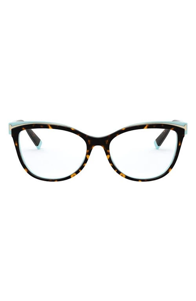 Tiffany & Co. 54mm Cat Eye Optical Glasses in Havana Blue at Nordstrom