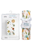 ROOKIE HUMANS Cotton Sateen Crib Sheet & Muslin Swaddle Set in Space at Nordstrom