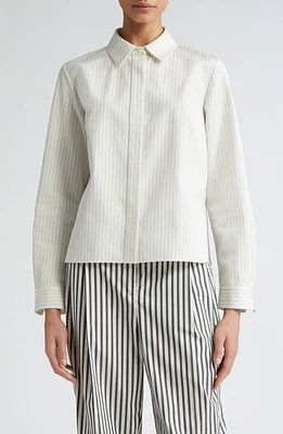 PARTOW Lara Pinstripe Silk Button-Up Shirt Ivory at Nordstrom,