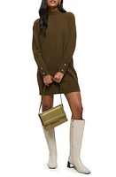 River Island Long Sleeve Mock Neck Sweater Dress Khaki at Nordstrom,