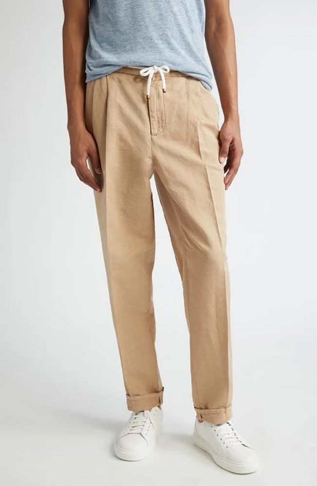 Brunello Cucinelli Garment Dyed Linen & Cotton Gabardine Drawstring Pants at Nordstrom, Us