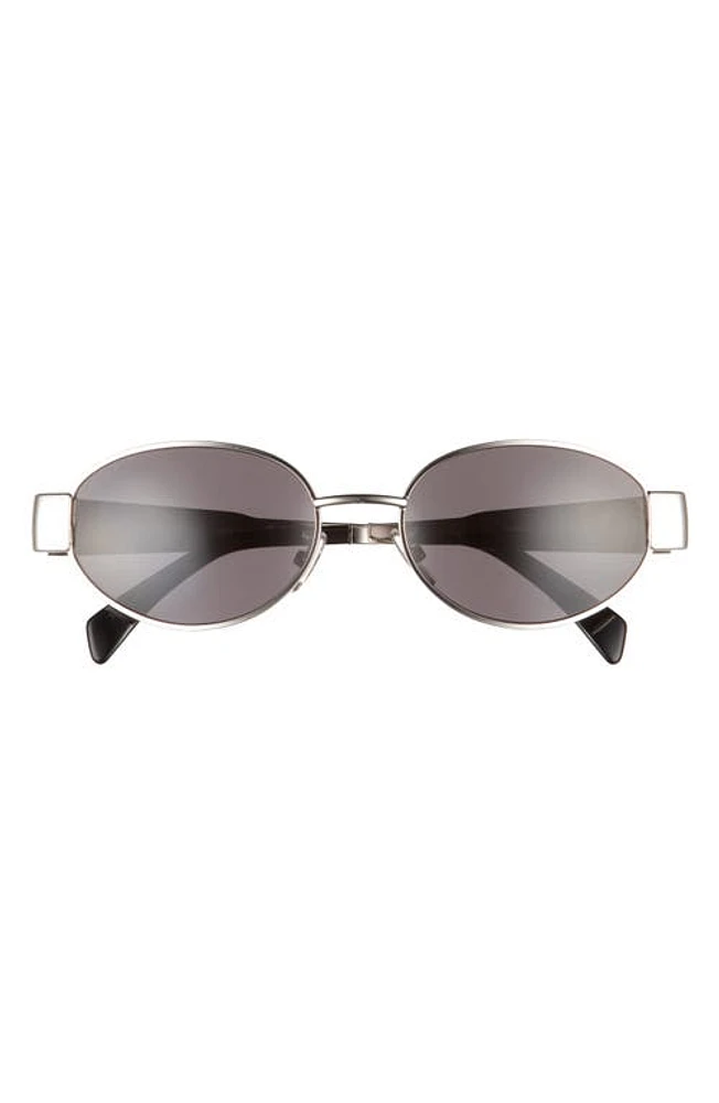 CELINE Triomphe 54mm Oval Sunglasses in Shiny Palladium /Smoke at Nordstrom