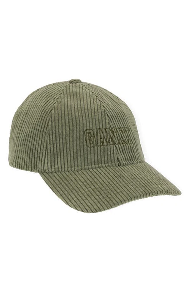 Ganni Corduroy Baseball Cap in Olive Drab at Nordstrom