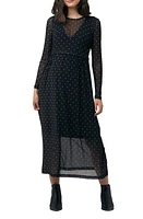 Ripe Maternity Dot Pattern Long Sleeve Dress Black at Nordstrom,