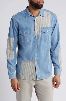 Rails Larsen Patchwork Denim Button-Up Shirt Medium Indigo at